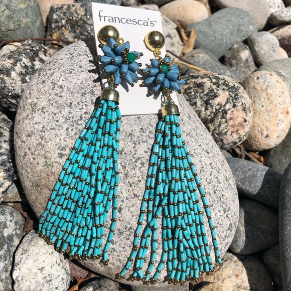 🦄 3/$25 Turquoise Tassel Beaded Earrings - Picture 1 of 5